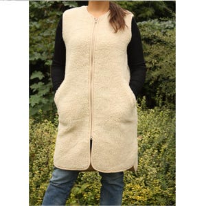 Casual Woolen Long Vest ZIP Coat WOOLMARK Certified Sheep Wool vest for Women Ladies