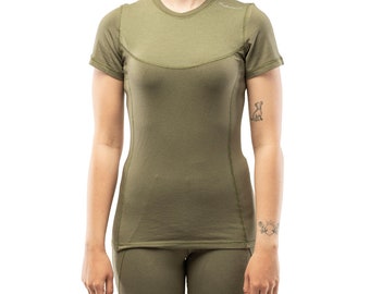 Women Ladies Merino Wool underwear Shortsleeve T-shirt Thermal Baselayer