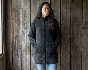 Chaqueta de lana para mujer, sudadera cálida con cremallera de lana merino WOOLMARK