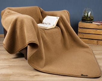 Merino with Camel Wool Blanket Merino Wool with Woolmark® – Warm Wool Throw for Sofa | Free Shipping | MADE in EU