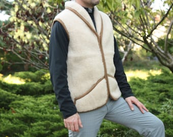 Warm Woolen Wool Vest with Collar WOOLMARK Certified Sheep Wool vest for Women and Men
