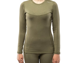 Women Ladies Merino Wool underwear Longsleeve T-shirt Thermal Baselayer