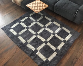 SHEEPSKIN carpet Genuine rug soft Decor Living Room Hand Made Fluffy throw
