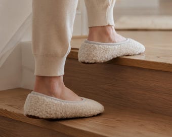 Bailarinas de lana, cómodas pantuflas de lana merino para mujer y hombre WOOLMARK