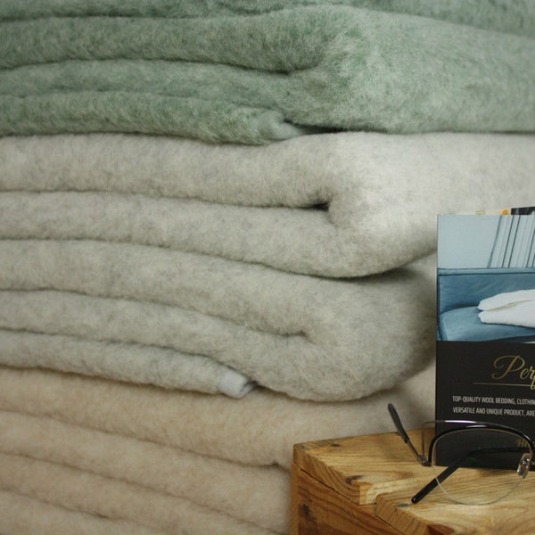 Merino Wool Blanket All sizes WOOLMARK 100% Natural throw FREE SHIPPING