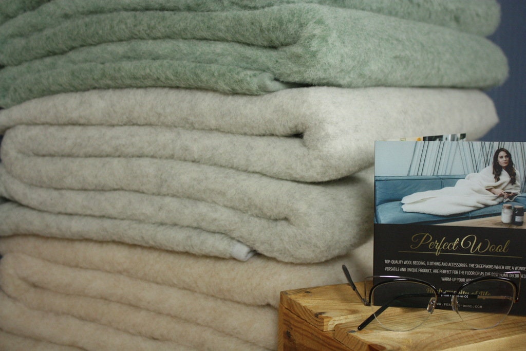 Merino Wool Blanket All Sizes WOOLMARK 100% Natural Throw FREE