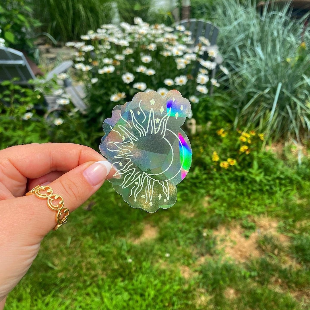 Sun and Moon Sticker | Sun and Moon Suncatcher Sticker | Irainbow Decal ...