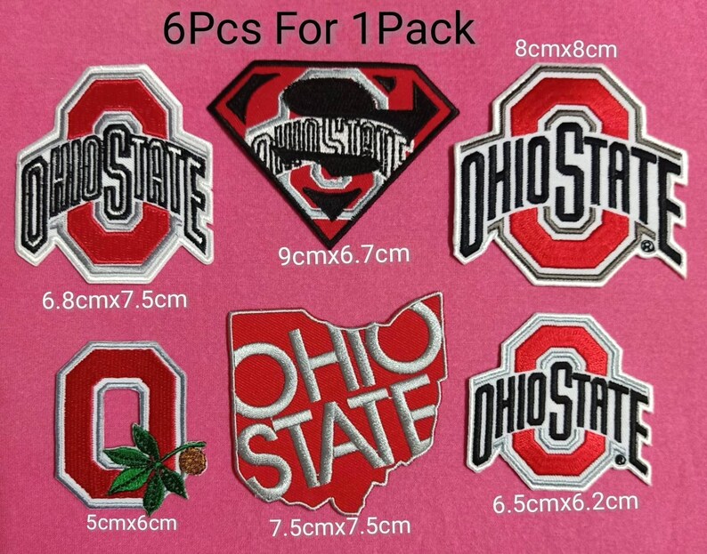 O--hio6Pcs Per 1Pack Logo Patches for Iron on and sewing Decorating clothes