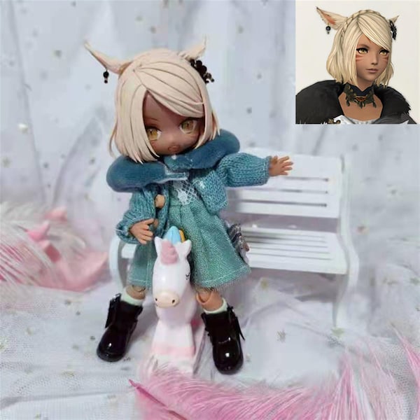 Commssion work, head sculpt from image for FFXIV OC character chibi head for ob11 poseable body