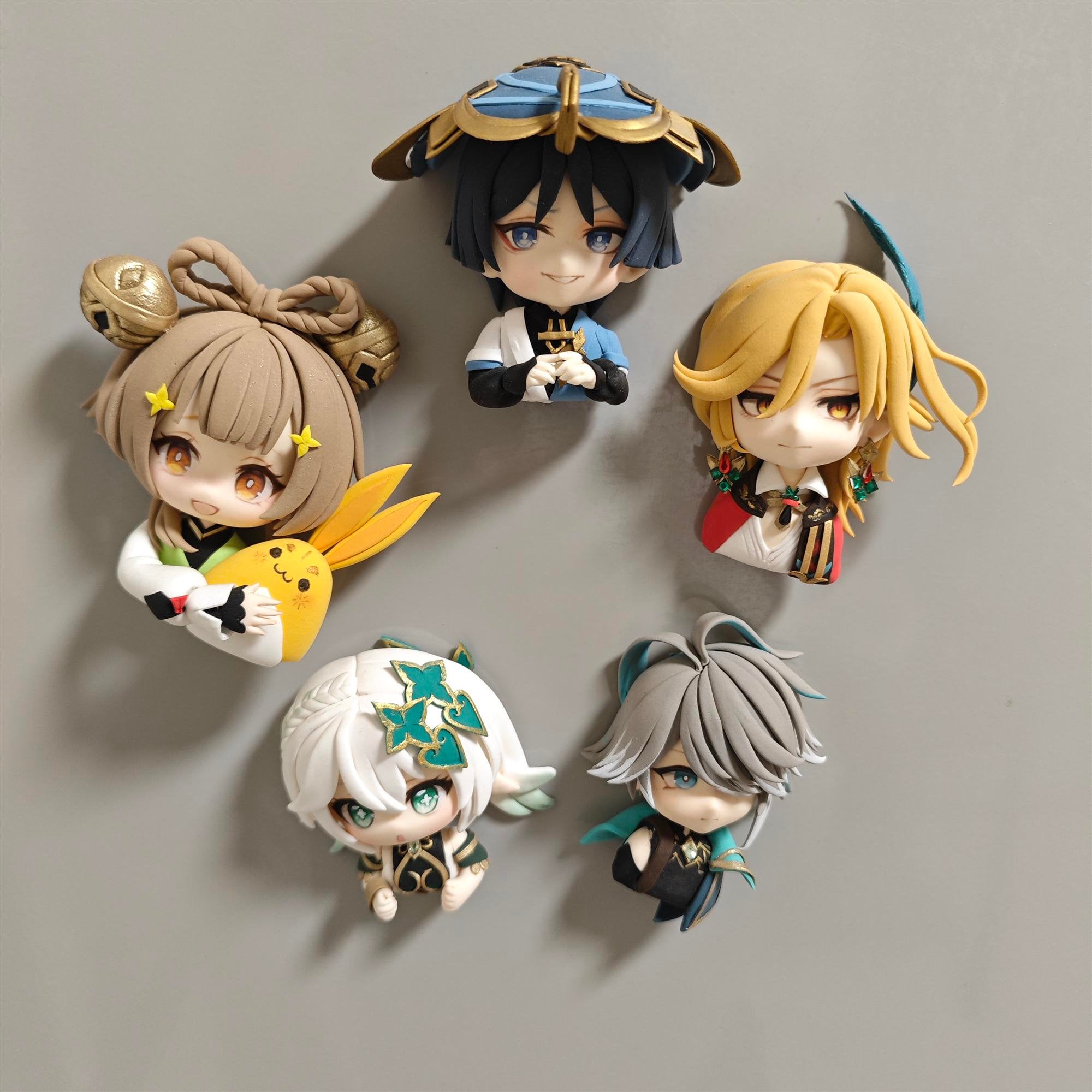 Fun clay arts, custom multiple use fridge magnet, brooch, badge, hair clip from Game, Anime, Icon, Vtuber