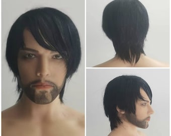 Custom male head for 1/6 Phicen or TBL skin covered doll, FFXIV character with any hair style/earings/hair ornaments