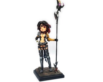 Äußerst aufwendige Chibi Statik Figur, 15cm bis fast alle Details mit Waffe und Sockel