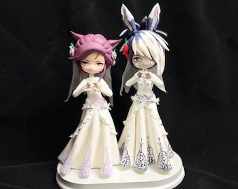 Niestandardowa figurka pary z FFXIV: ozdoba na tort weselny, prezent dla gracza