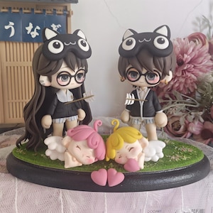 Personalisierte Ahornfigur, Hochzeitstorte, besonderes Souvenir für Liebespaare aus Ahorn und Ahorn