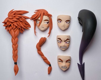 Niestandardowa głowa lalki anime w skali 1/6: zmienne wyrazy twarzy