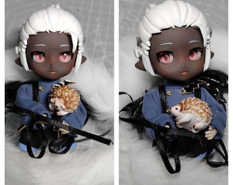 Niestandardowa ruchoma gałka oczna z glinianymi włosami 1/12 dla lalki BJD, proszę podać zdjęcie