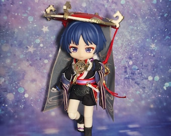 Lalka Scaramouche ob11, w 100% ręcznie wykonana, z oryginalnymi strojami. Spersonalizuj dowolną lalkę Genshin Impact ob11.