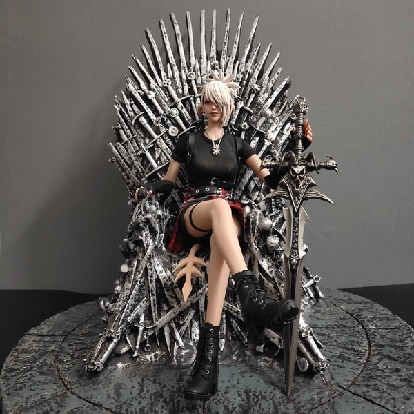 Ultimate dreaming seat for 1/6 action figure, large size 18inch GoT Iron Throne with Frostmourne, pure made by resin