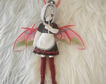 Lalka OB22 na zamówienie: ręcznie robiona, odłączana lalka GSC ze skrzydłami i ogonem