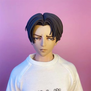 Custom male head for 1/6 Phicen or TBL skin covered doll, any game character with any hair style/earings/hair ornaments