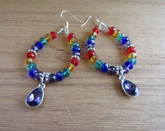 Sparkling Rainbow-colored Drop Earrings