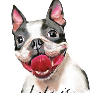 Boston Terrier Smiling Happy Art Print, Life is Better When You're Smiling, Original Dog Art Print, Boston Terrier Chalk Pastel Drawing