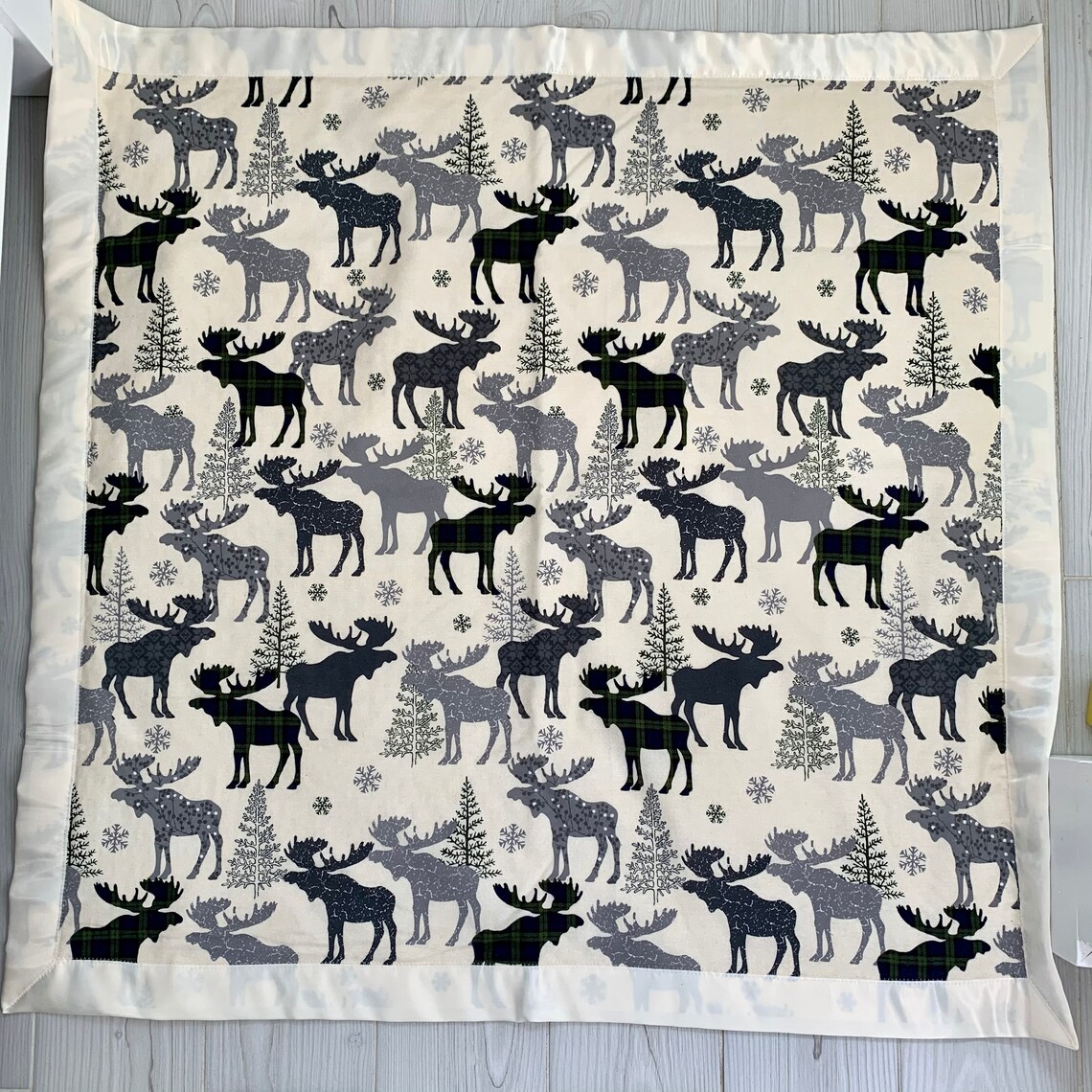 Flannel Moose Holiday Blanket Etsy
