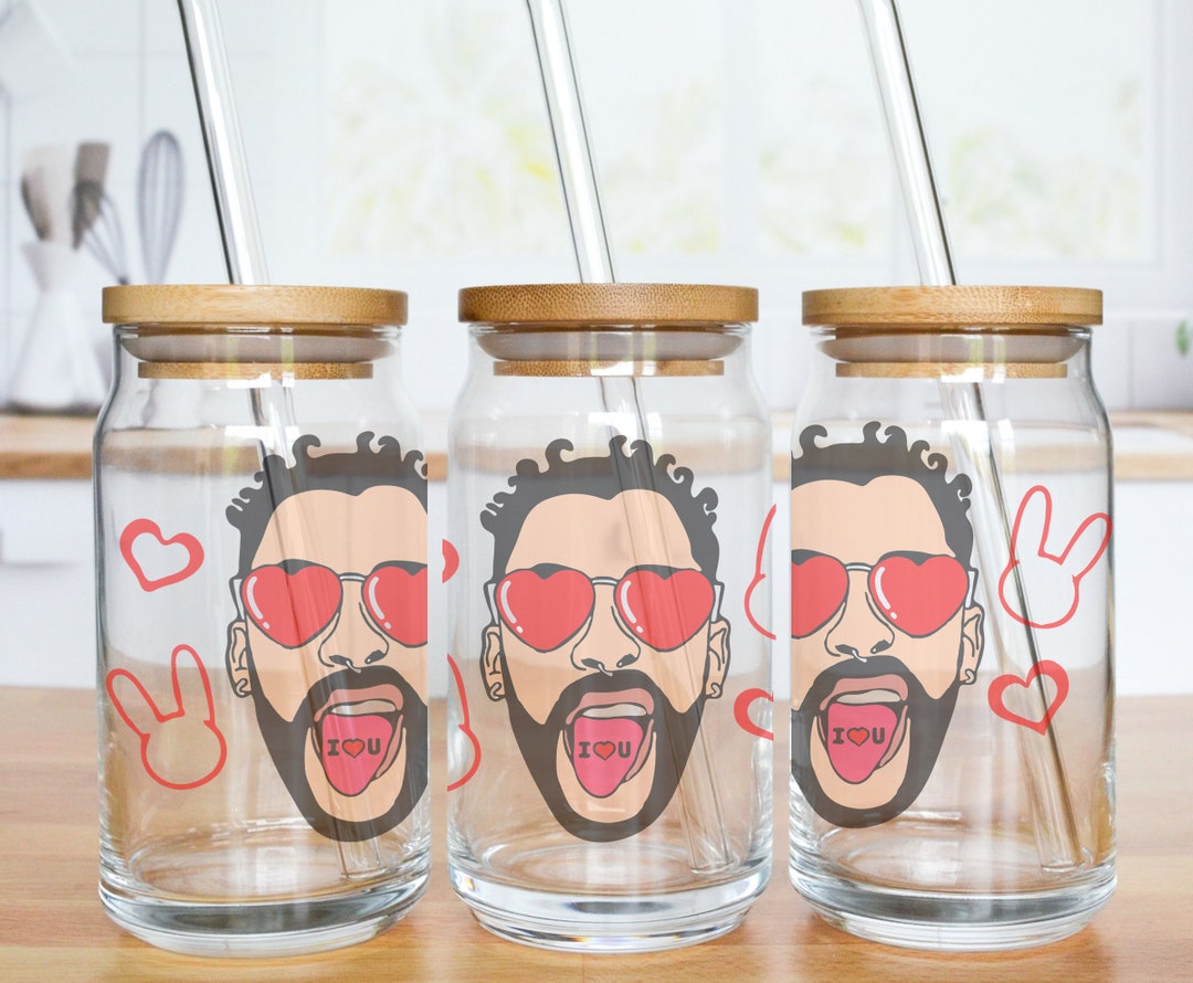 Bad Bunny Sublimation Glass Tumbler Valentine's Day Gift Etsy