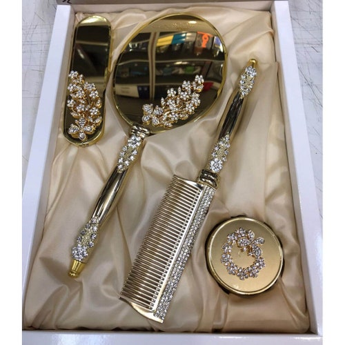 Personalized Bronze Brush and Mirror Set Mirror and Comb Set Etsy Canada
