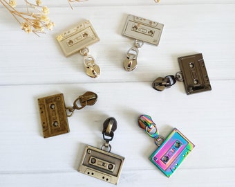 Cassette Tape Zipper pull slider number 5 nylon zipper tape, bag making supplies, bag hardware