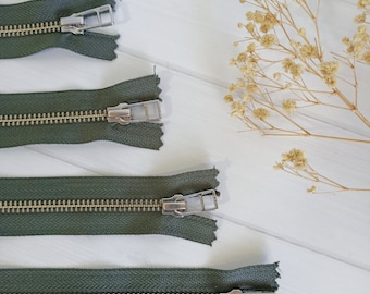 Forest Green - Colored YKK Zippers with silver teeth #5 -Available in various lengths