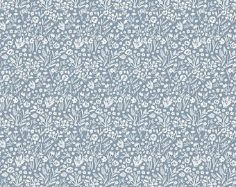 Studio E Cottage Farmhouse Fusion TBlue - Small Monotone Floral 100% quilting cotton