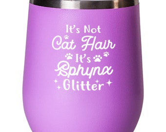 Sphynx Cat Lovers Wine Glass Insulated 12oz Black Tumbler Mug Cute Gift For Cat Lady Women
