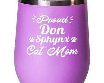 Sphynx Cat Lovers Wine Glass Insulated 12oz Black Tumbler Mug Cute Gift For Cat Lady Women