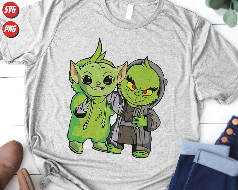 Baby Yoda And Grinch Svg Star Wars Disney Christmas The | Etsy