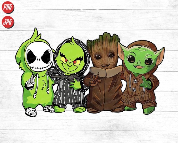 Download Disney Movies Cosplay Png Jack Skellington The Grinch Groot Baby Yoda Star Wars Halloween Gift Before