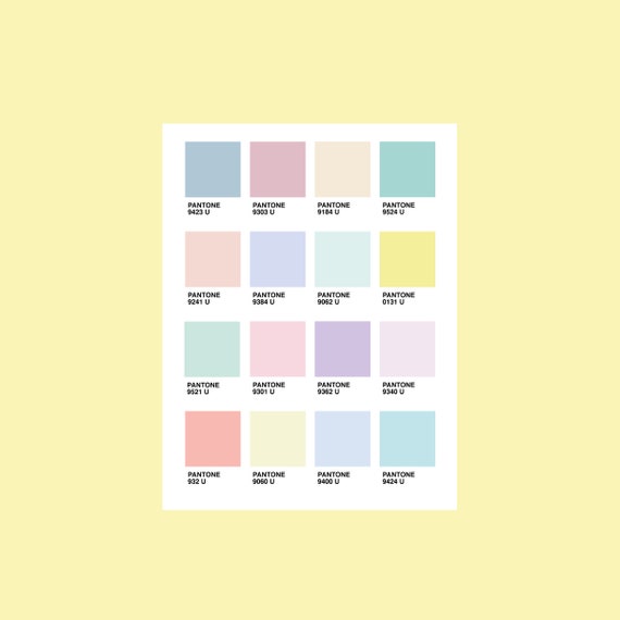 16 Pastel Pantone chips sheet pantone stickersheet pantones | Etsy