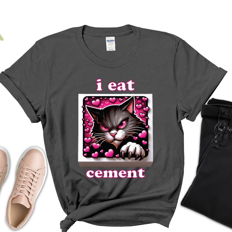 T-shirt I Eat Cement Cursed Cat Funny Meme Lovers Regalo Scherzo - Foto 11