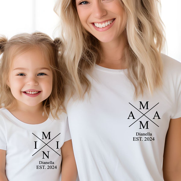 Personalized Mommy And Me Shirt Partner Look Baby And Mama Shirt Mama Mini Matching Set Baby Shower Gift Mother Daughter Shirt New Mom Gift