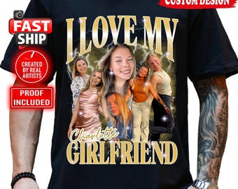 Comfort Colors Custom Girlfriend Shirt, Personalized Birthday Bootleg Shirt, Anniversary Face Shirt, Boyfriend Shirt, Bachelorette Surprise