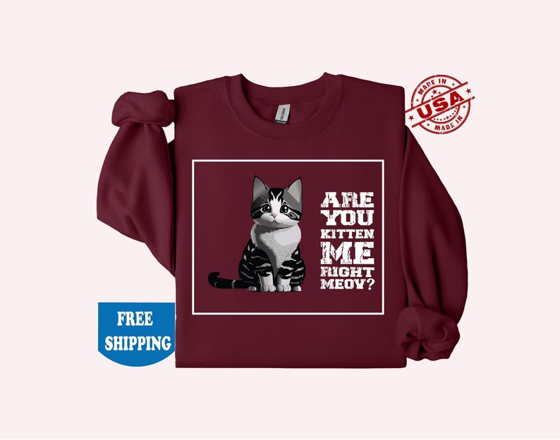Are You Kitten Me Right Meow Sweatshirt Cartoon Anime Top Gift for Cat