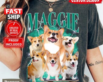 Custom Dog Shirt, Custom Bootleg Dog Rap Tee, Custom Pet T-Shirt, Dog Lover Apparel, Collage Shirt, Custom Dog Lovers Shirt, Pet Face Shirt