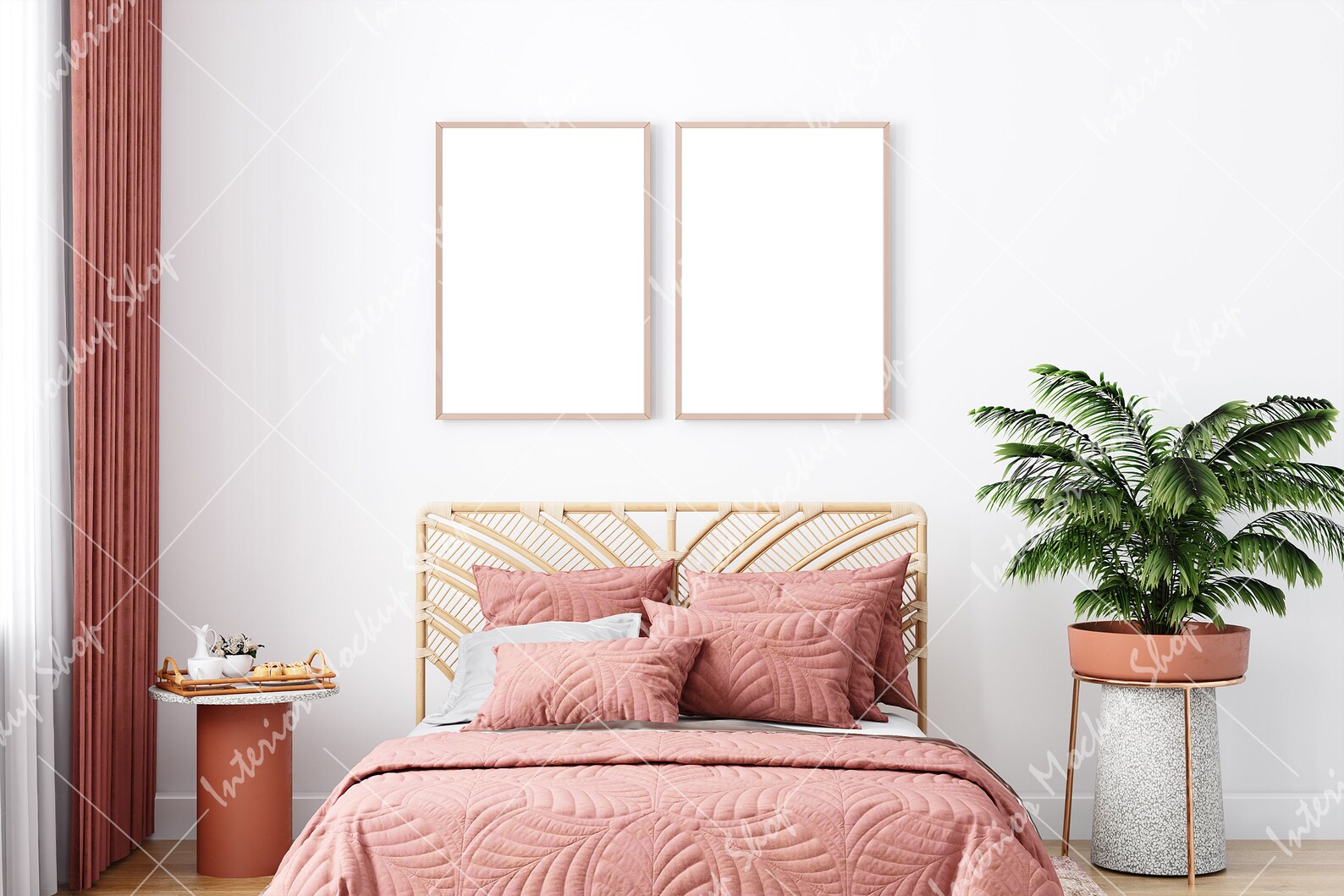 Bedroom frame mockup Vertical frame Boho bedroom mockup Etsy