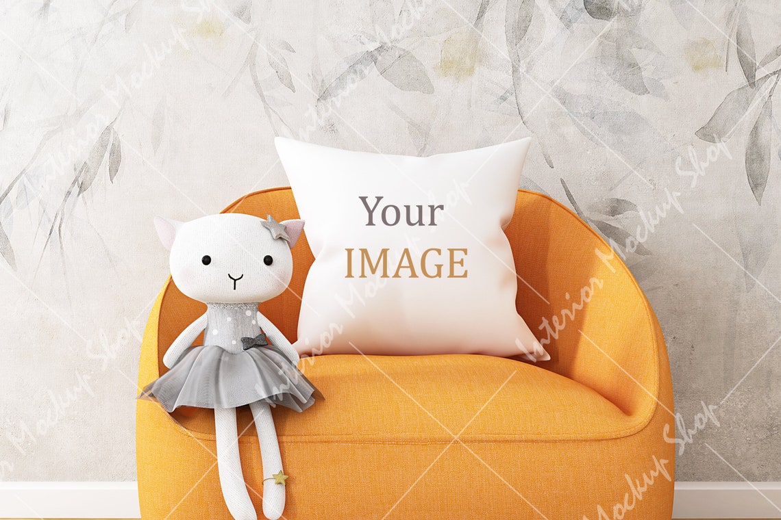 Download Children's Blank White Square Mockup Pillow Mockup Pillow ...