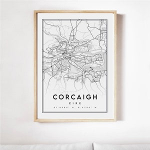 Impressão de mapa da cidade de cortiça Gaeilge 6, pôster de mapa de cortiça, impressão de mapa de cortiça, mapa de ruas de cortiça, mapa de cortiça, mapa de cortiça