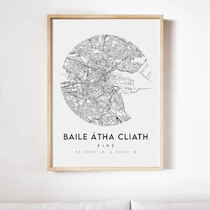 Gaeilge Dublin Stadskaart Print 3, Dublin Kaart Poster, Dublin Kaart Wall Art, Dublin Kaart Afdrukken, Dublin Stratenplan, Kaart Van Dublin, Dublin Kaart