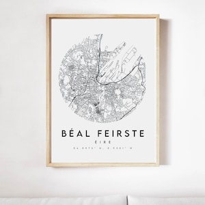 Gaeilge Belfast City Map Print 3, Belfast Map Poster, Belfast Map Print, Belfast Street Map, Map Of Belfast, Belfast Map