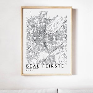 Gaeilge Belfast Stadskaart Print 1, Belfast Kaart Poster, Belfast Kaart Afdrukken, Belfast Stratenplan, Kaart Van Belfast, Belfast Kaart
