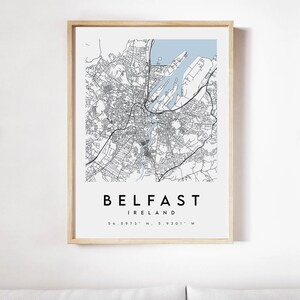 Belfast City kaart afdrukken 5, Belfast kaart poster, Dublin kaart kunst aan de muur, Belfast kaart afdrukken, Belfast Street kaart, kaart van Belfast, Belfast kaart