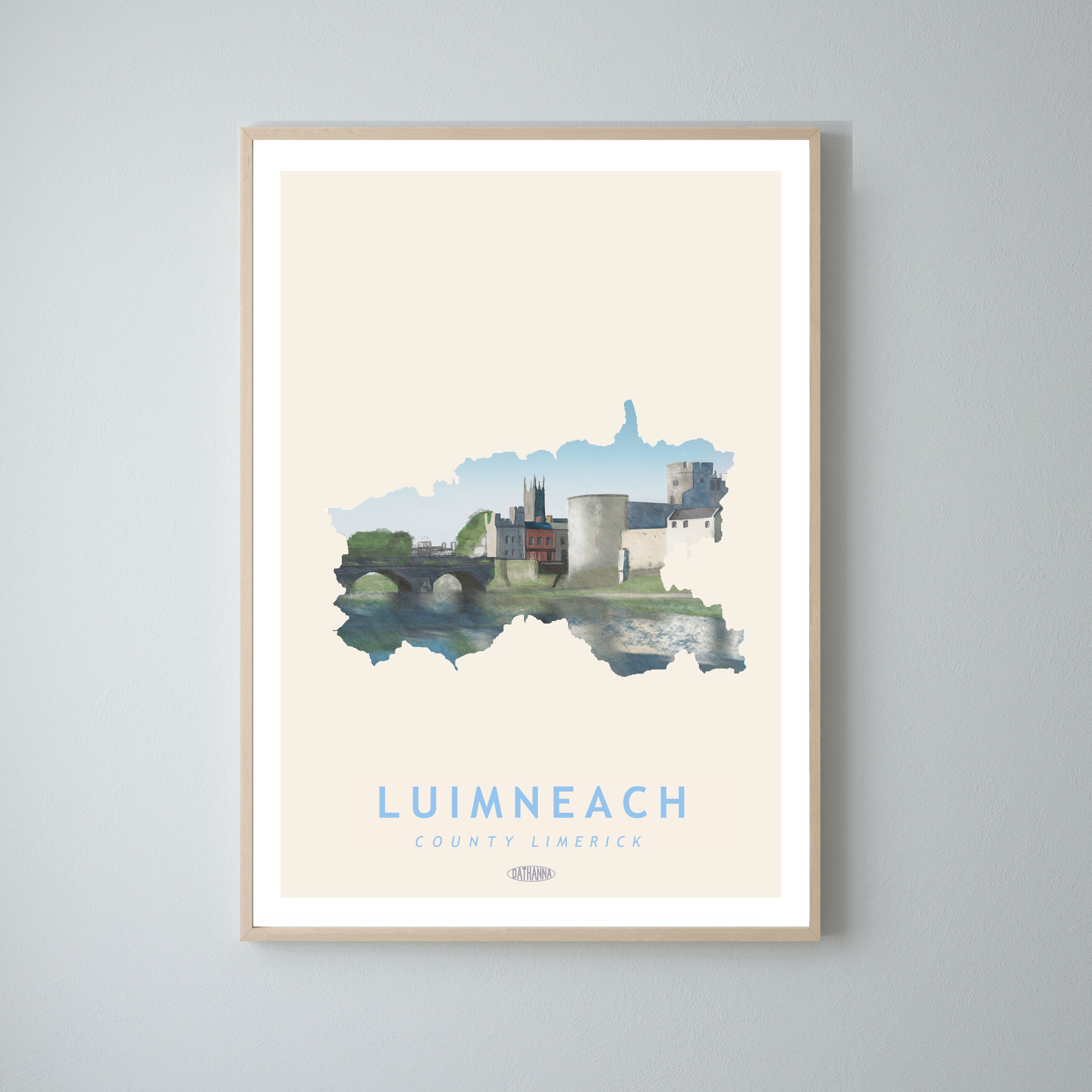 Limerick Map Travel Poster Irish Landscape Prints Gaeilge Etsy UK
